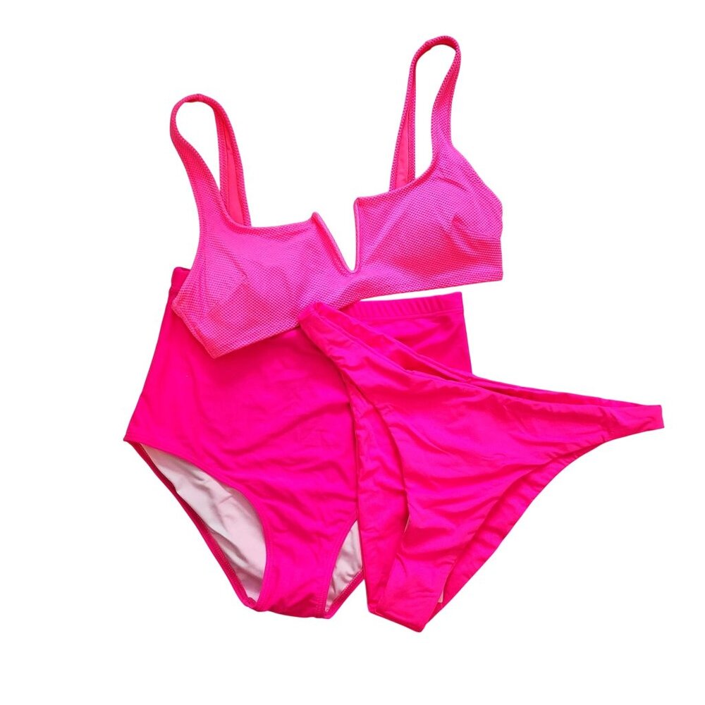 Hot Pink Bikini Bundle Mix & Match By Good American Aerie & Tempt Me Womens Size